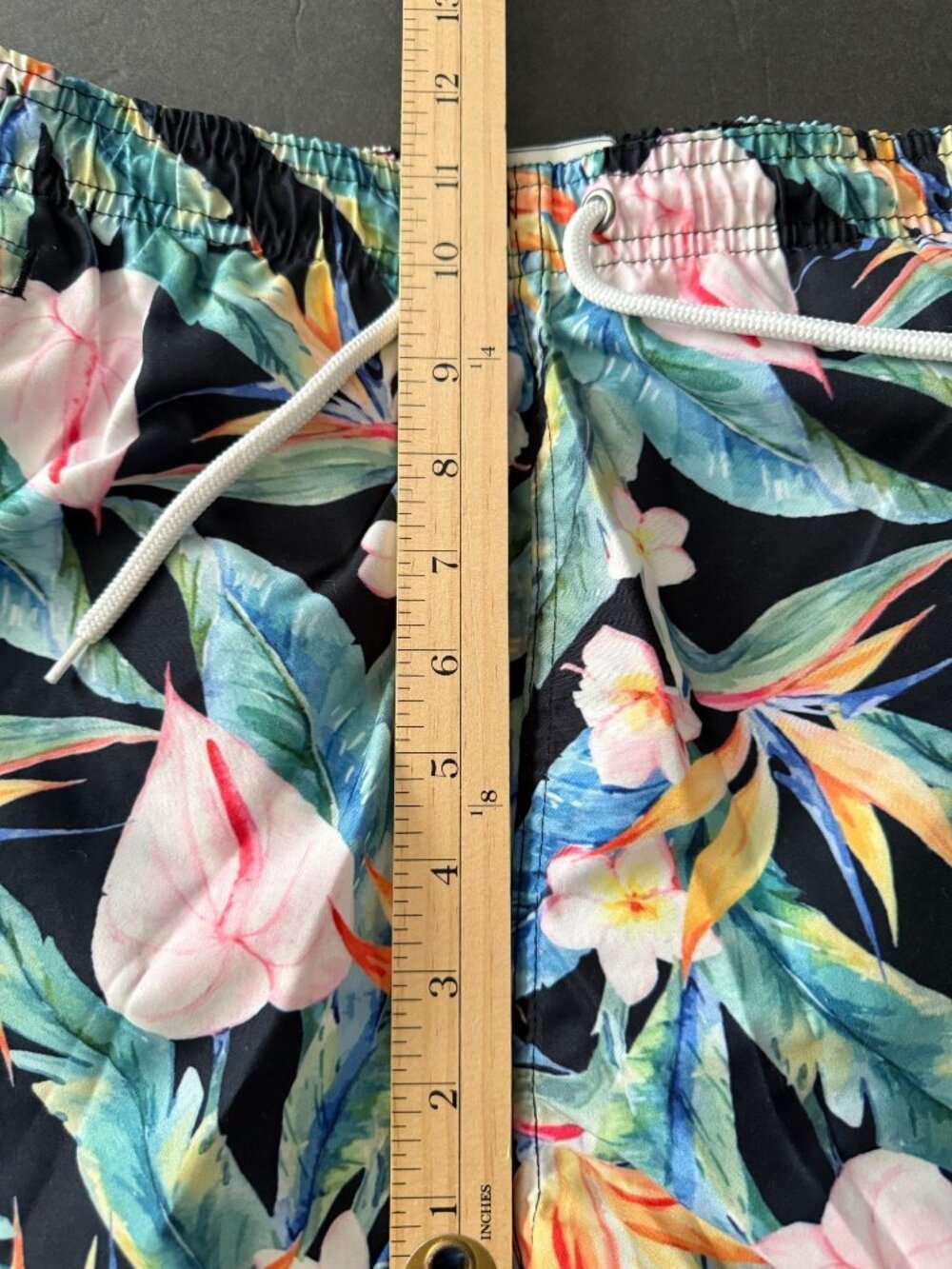 TRUNKS Mens Tropical Floral Print Swim Board Shorts Mesh Lining Elastic Waist XL - Picture 10 of 10